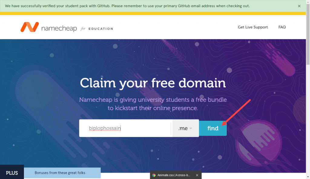 claim your free domain