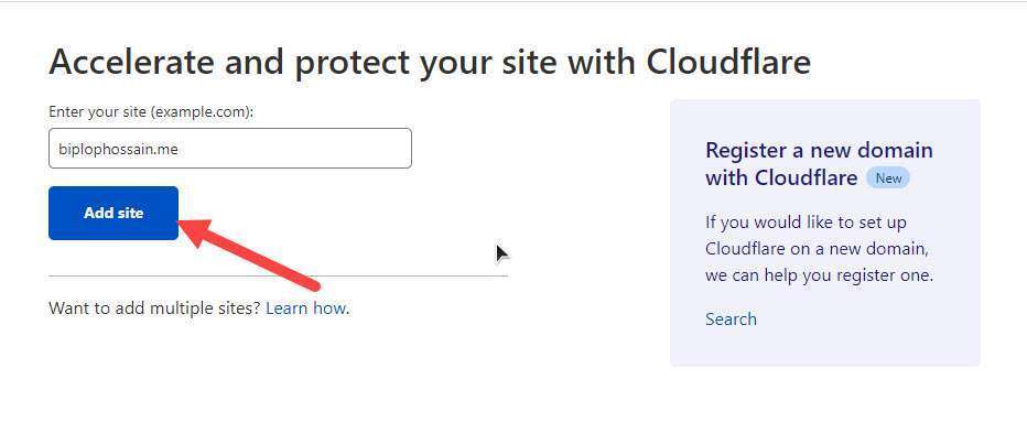 add website into cloudflare